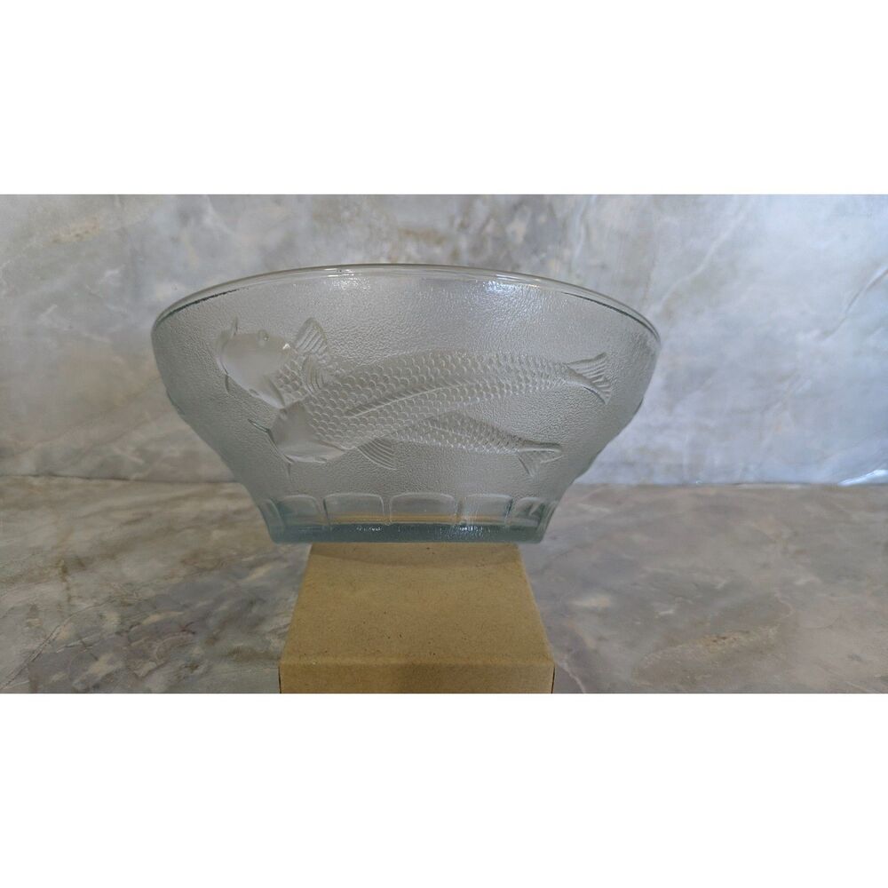 Firna Indonesia Frosted Glass Bowl - Koi Fish Design